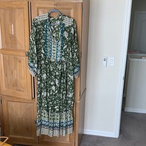 Zara Green Floral Long Sleeve Dress